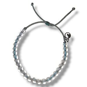 4Ocean Slide Bracelet Clear Recycled Glass Beads Adjustable Ocean Conservation